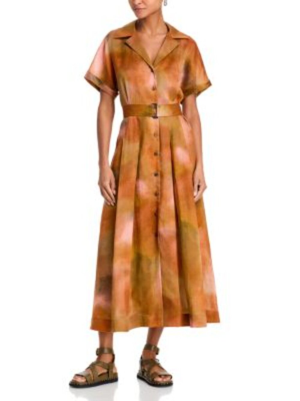 Lafayette 148 Watercolor Belted Midi Shirtdress MEDIUM - Picture 2 of 12